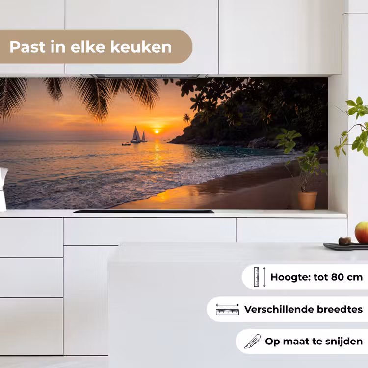 Zee - Zonsondergang - Boot - Natuur - Oranje keuken achterwand 2 middel -sfeer4_NL