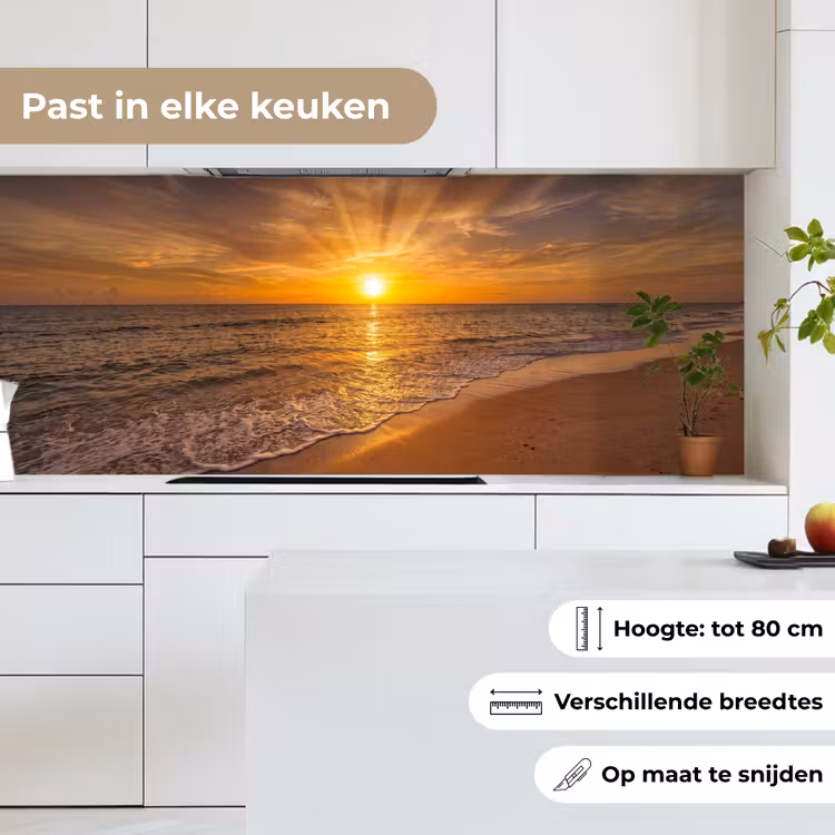 Zee - Zonsondergang - Golven - Kust - Oranje keuken achterwand 2 middel -sfeer4_NL