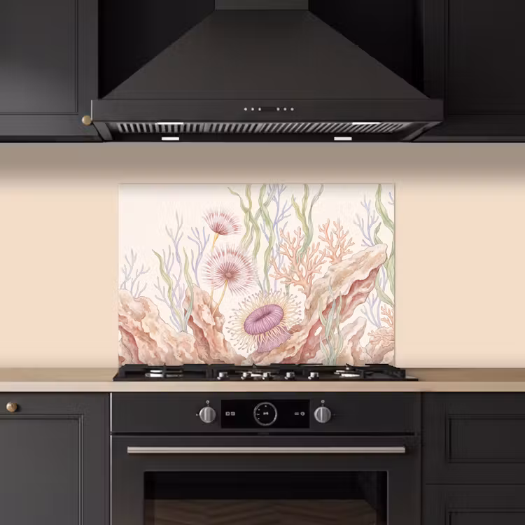 Zeeleven - Koraal - Onderwater - Illustratie - Kleurrijk keuken achterwand spatscherm klein -sfeer1