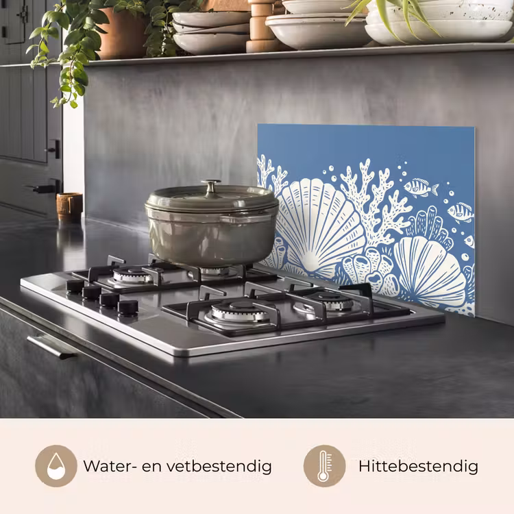 Zeeleven - Koraal - Schelp - Vis - Illustratie - Onderwater keuken achterwand spatscherm klein -usp_NL