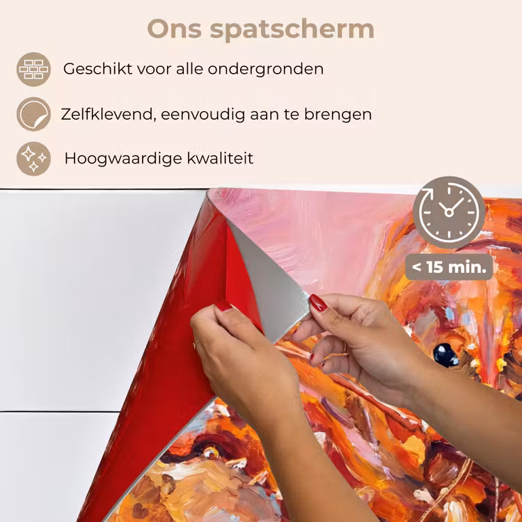 Zeeleven - Kreeft - Spatters - Abstract - Roze keuken achterwand spatscherm klein -spatscherm_NL