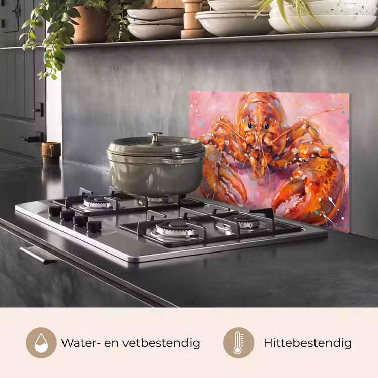 Zeeleven - Kreeft - Spatters - Abstract - Roze keuken achterwand spatscherm klein -usp_NL