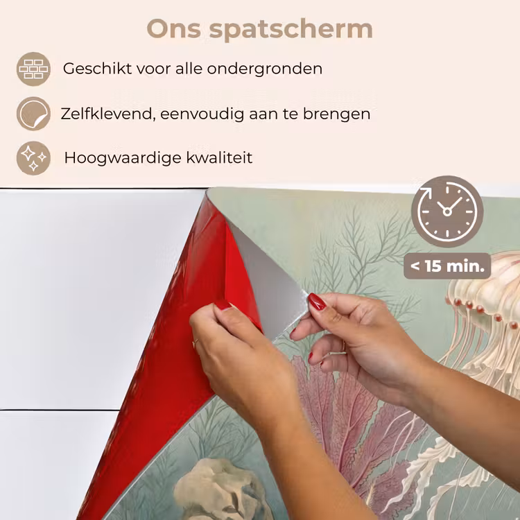 Zeeleven - Kwal - Onderwater - Illustratie - Beige keuken achterwand spatscherm klein -spatscherm_NL