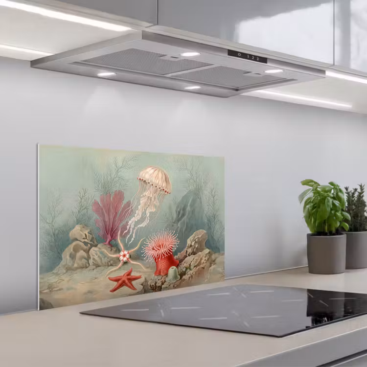 Zeeleven - Kwal - Onderwater - Illustratie - Beige keuken achterwand spatscherm klein -3d_schuin