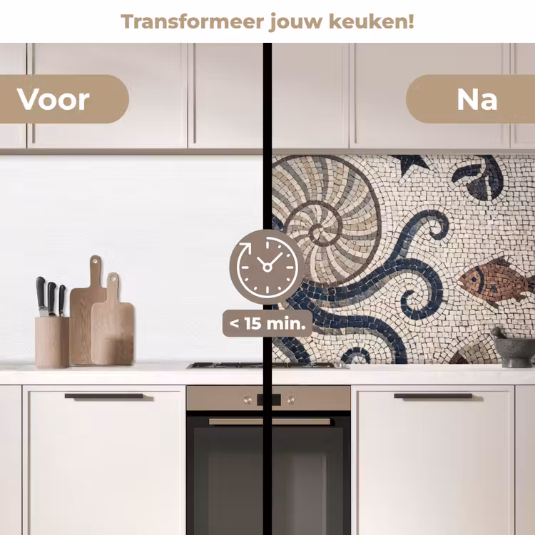 Zeeleven - Mozaïek - Kunst - Vintage - Beige keuken achterwand 2 middel -voor-na2_NL