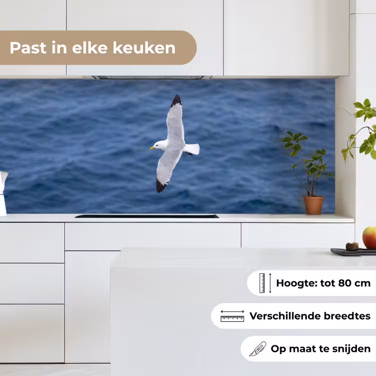 Zeemeeuw - Oceaan - Blauw keuken achterwand 2 middel -sfeer4_NL