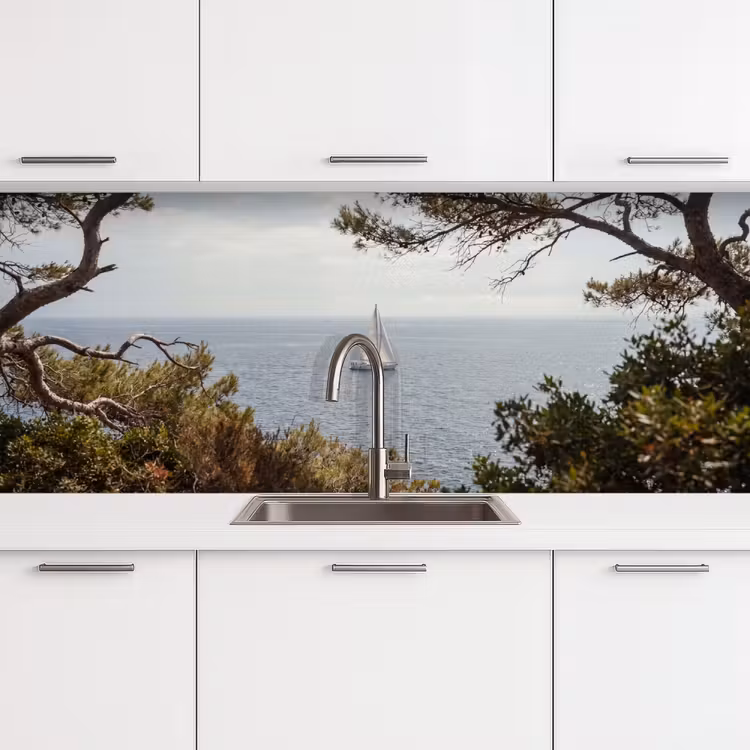 Keuken achterwand - Zeilboot - bomen - water - Zeilboot - bomen - water keuken achterwand 2 middel