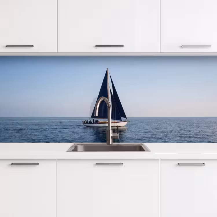 Zeilboot - Zee - Blauw keuken achterwand 2 middel -3d