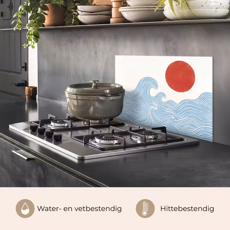 Zon - Golven - Oceaan - Abstract - Rood keuken achterwand spatscherm klein -usp_NL