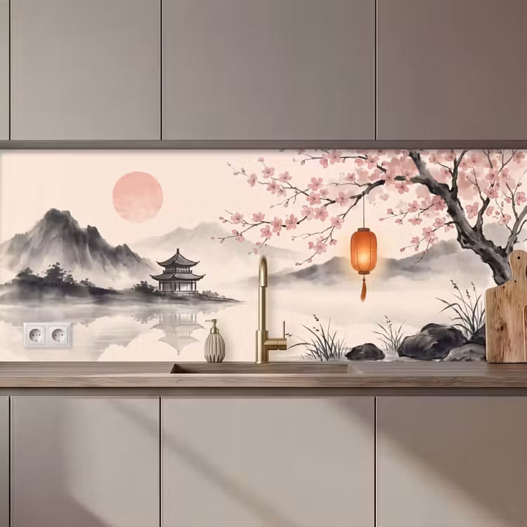 Zon - Japans - Traditioneel keuken achterwand 2 middel zz_3dshopping