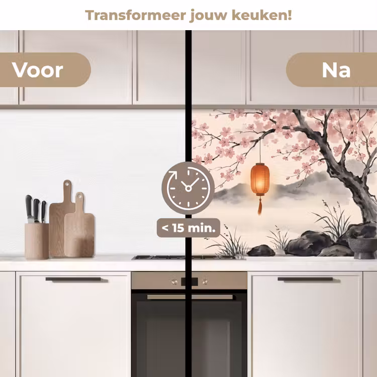 Zon - Japans - Traditioneel keuken achterwand 2 middel -voor-na2_NL