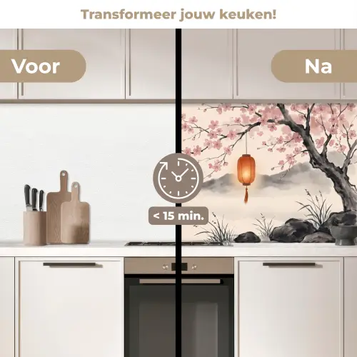 Zon - Japans - Traditioneel keuken achterwand 2 middel -voor-na2_NL
