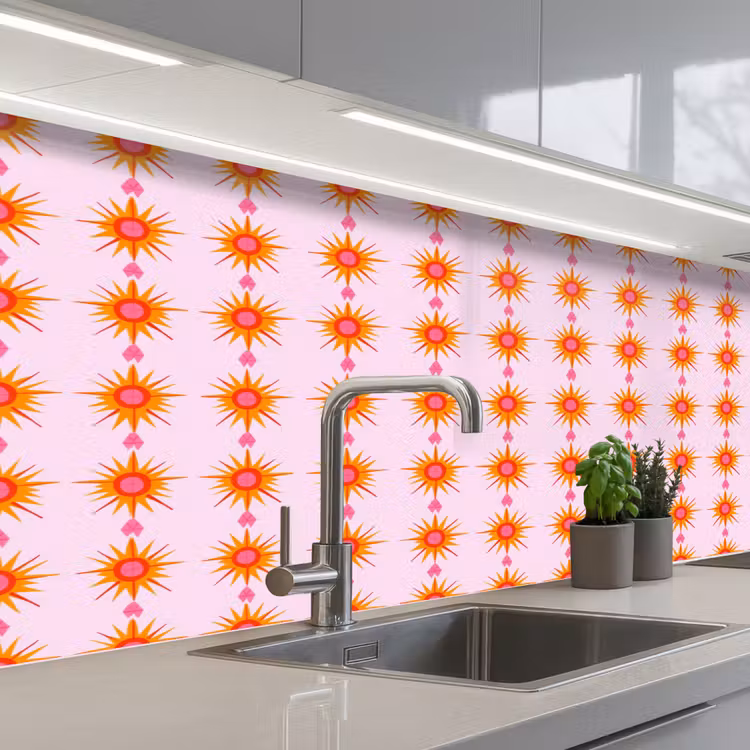 Zon - Motief - Roze keuken achterwand 2 middel 871 -3d_schuin