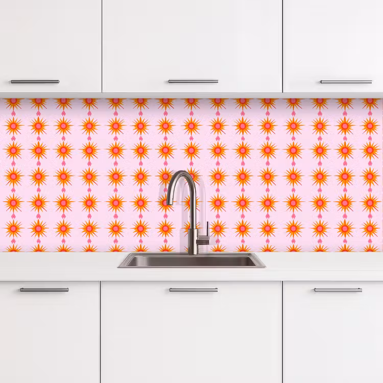 Zon - Motief - Roze keuken achterwand 2 middel 871 -3d