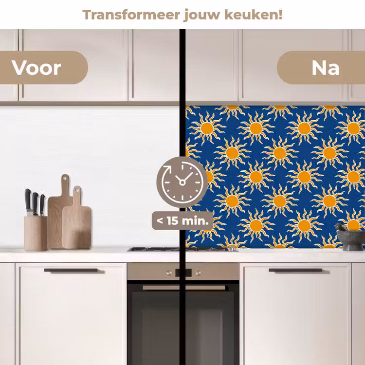 Zon - Patroon - Blauw keuken achterwand 2 middel 871 -voor-na2_NL