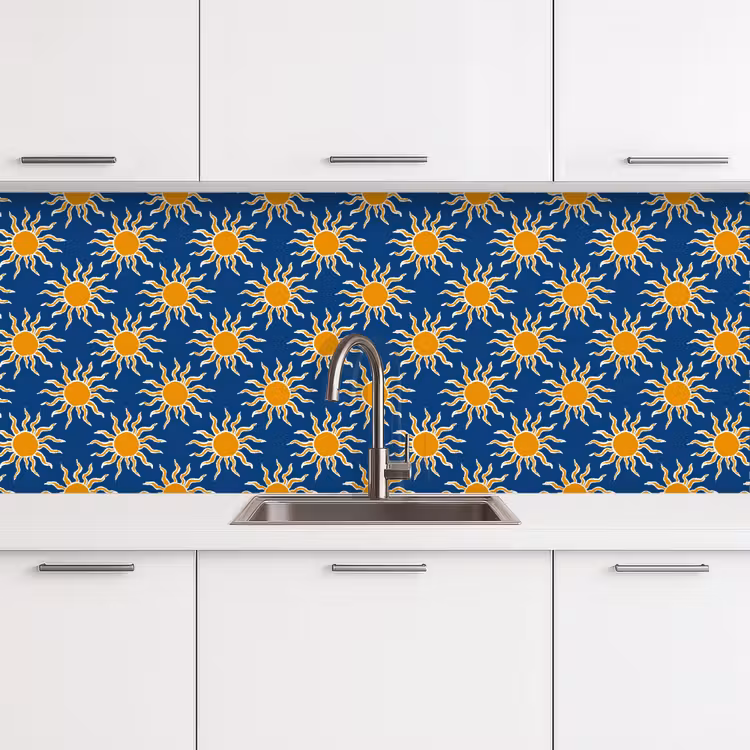 Zon - Patroon - Blauw keuken achterwand 2 middel 871 -3d