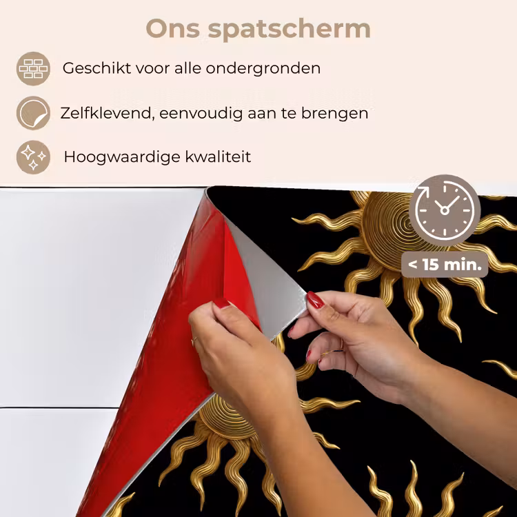 Zon - Patroon - Luxe - Goud - Zwart keuken achterwand spatscherm klein 900 -spatscherm_NL