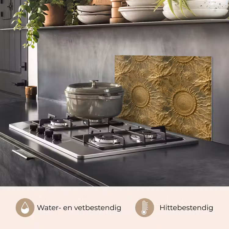 Zon - Reliëf - Antiek - Goud keuken achterwand spatscherm klein 900 -usp_NL