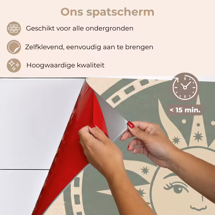 Zon - Sterren - Astrologie - Vintage - Groen keuken achterwand spatscherm klein -spatscherm_NL