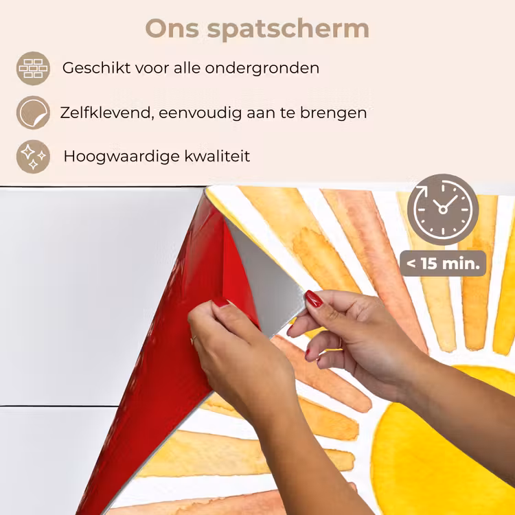 Zon - Stralen - Aquarel - Geel - Abstract keuken achterwand spatscherm klein -spatscherm_NL