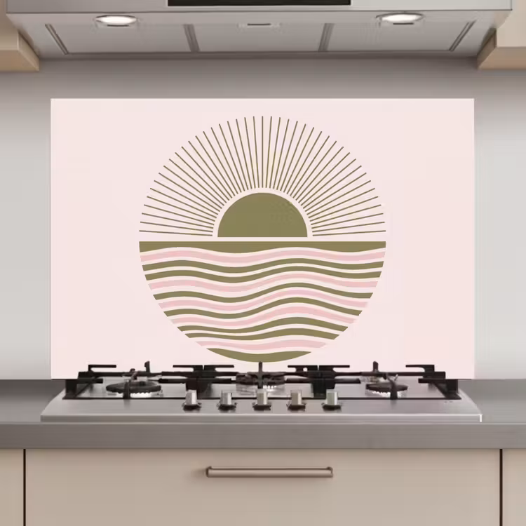 Zon - Zee - Abstract - Modern - Roze keuken achterwand spatscherm klein -3d_website