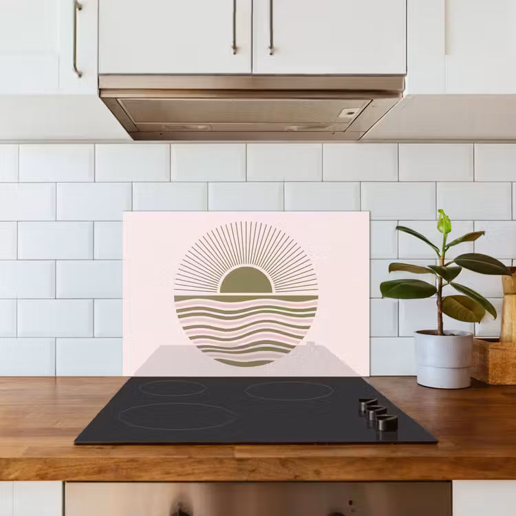 Zon - Zee - Abstract - Modern - Roze keuken achterwand spatscherm klein -sfeer2