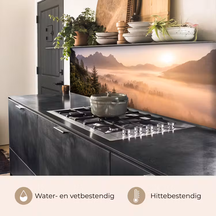 Zonlicht - Mist - Bergen - Bomen keuken achterwand 2 middel -usp_NL
