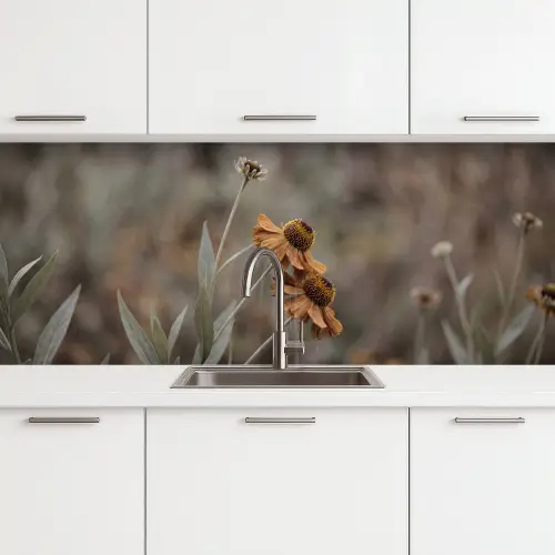 Zonnehoed - Droogbloemen - Geel - Warm keuken achterwand 2 middel -3d