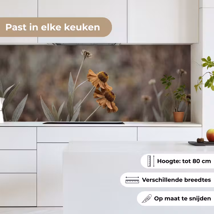 Zonnehoed - Droogbloemen - Geel - Warm keuken achterwand 2 middel -sfeer4_NL