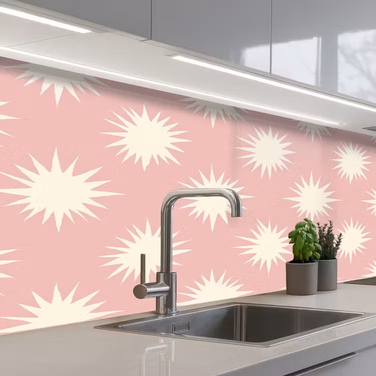 Zonnen - Patroon - Roze keuken achterwand 2 middel 871 -3d_schuin