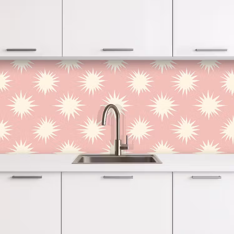 Zonnen - Patroon - Roze keuken achterwand 2 middel 871 -3d