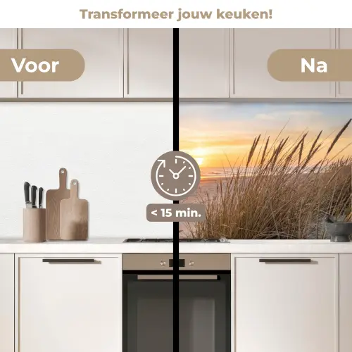 Zonsondergang - Duinen - Zee keuken achterwand 2 middel -voor-na2_NL