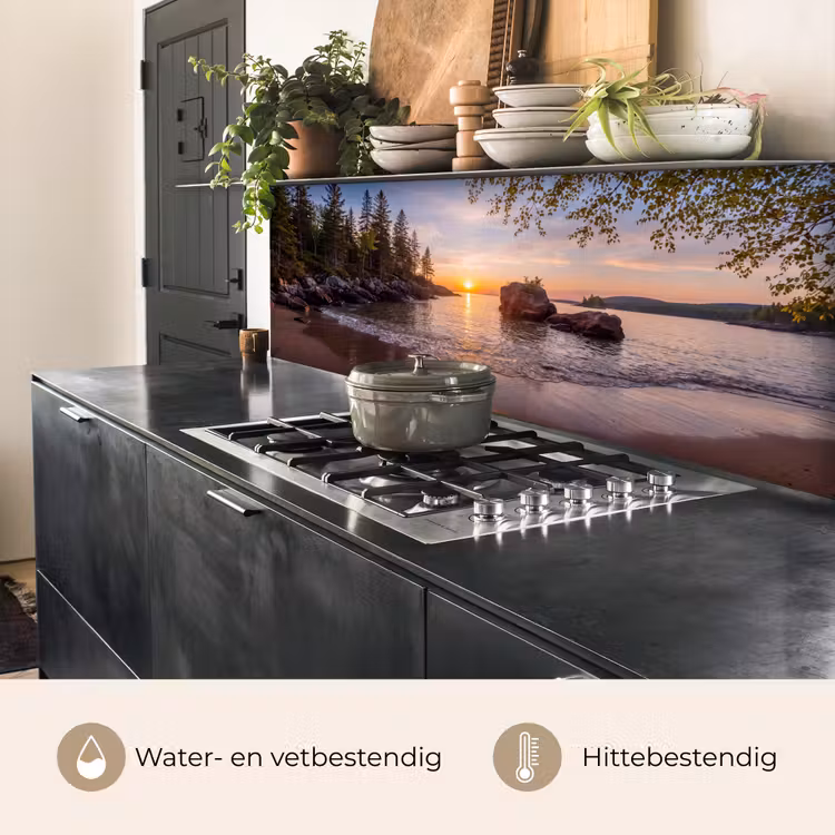 Zonsondergang - Kust - Water - Natuur - Oranje keuken achterwand 2 middel -usp_NL