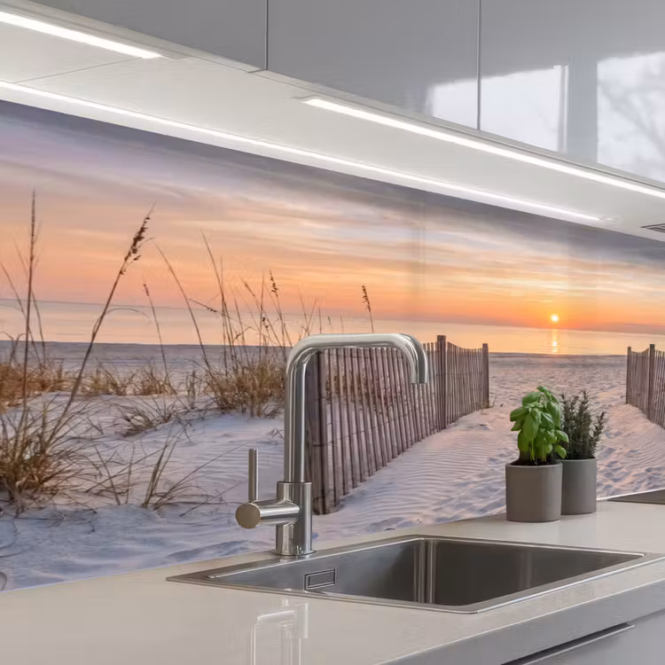 Zonsondergang - Strand - Zand keuken achterwand 2 middel -3d_schuin