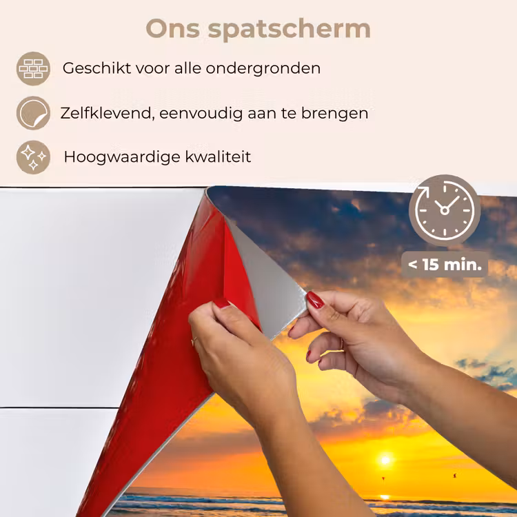 Zonsondergang - Strand - Zee - Wolken - Oranje keuken achterwand spatscherm klein -spatscherm_NL