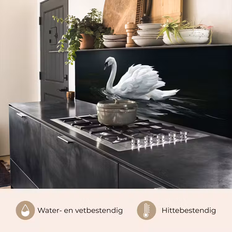 Zwaan - Water - Natuur - Realistisch - Wit keuken achterwand 2 middel -usp_NL