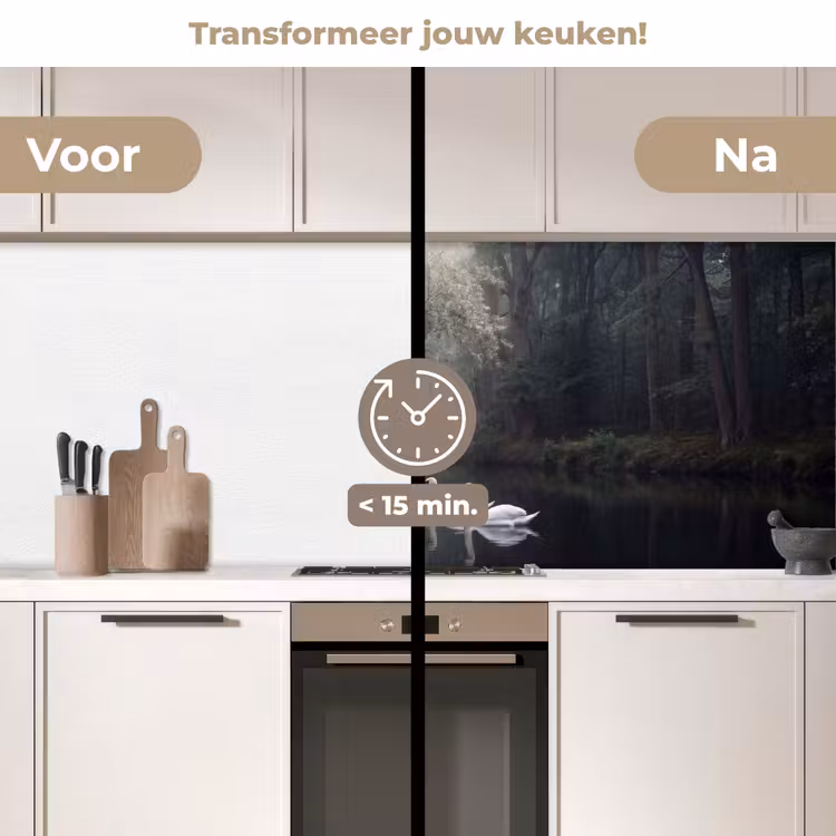 Zwanen - Rivier - Bos keuken achterwand 2 middel -voor-na2_NL