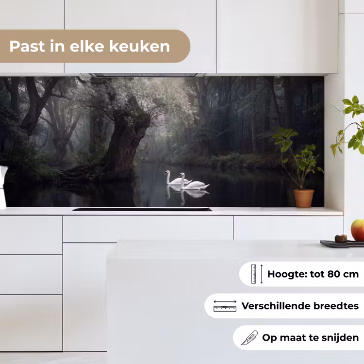 Zwanen - Rivier - Bos keuken achterwand 2 middel -sfeer4_NL