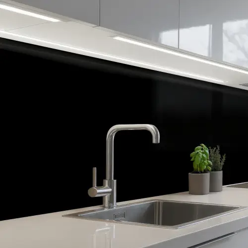 Zwart - Effen kleur keuken achterwand 2 middel 871 -3d_schuin