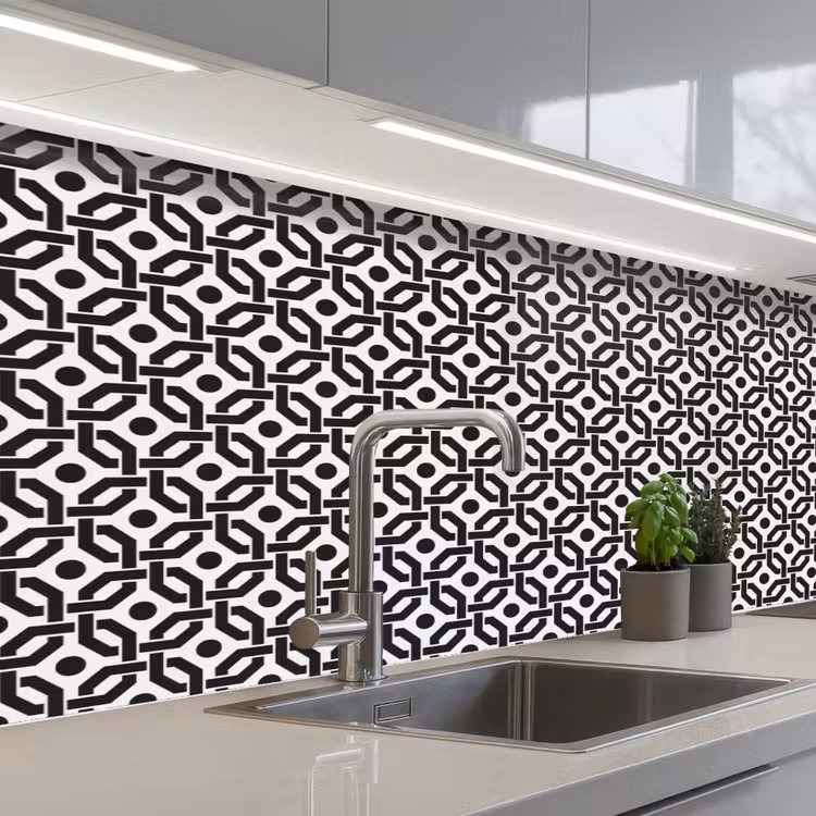 Zwart - Geometrie - Design keuken achterwand 2 middel 871 -3d_schuin