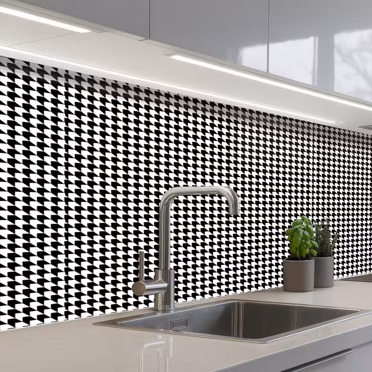 Zwart - Wit - Design - Geometrie - Patroon keuken achterwand 2 middel 871 -3d_schuin