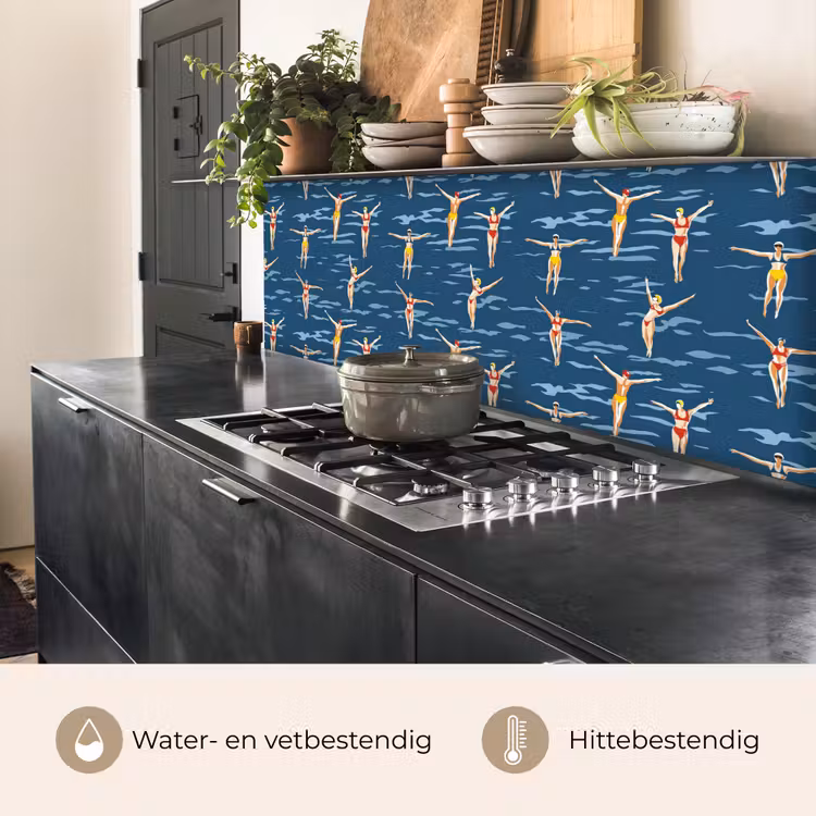 Zwemsters- Retro - Blauw keuken achterwand 2 middel 871 -usp_NL