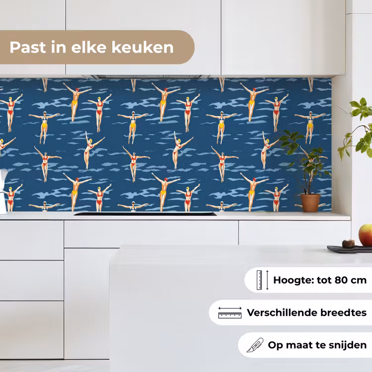 Zwemsters- Retro - Blauw keuken achterwand 2 middel 871 -sfeer4_NL