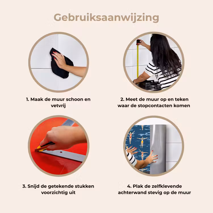 Zwemsters- Retro - Blauw keuken achterwand 2 middel 871 -gebruiksaanwijzing_NL
