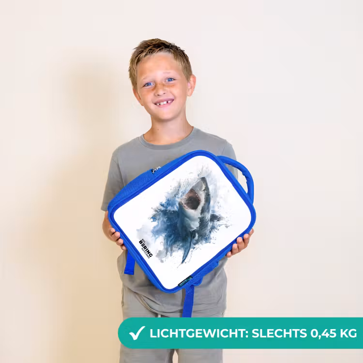Aanvallende haai in waterverf Kinderrugzak - Blauw middel -sfeer1_NL