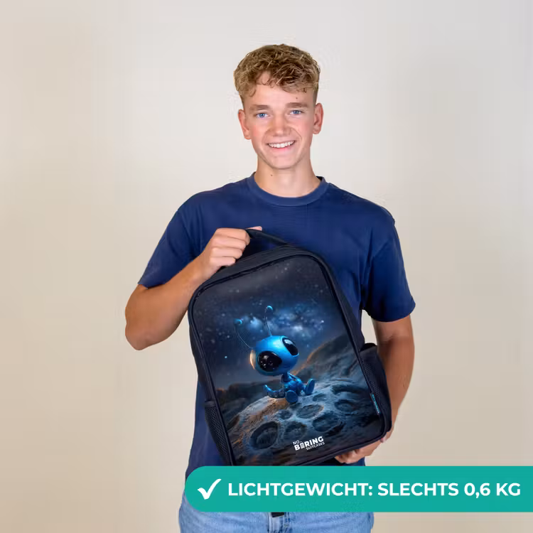 Blauw buitenaards wezentje onder sterrenhemel Rugzak - Zwart middel -sfeer7_NL
