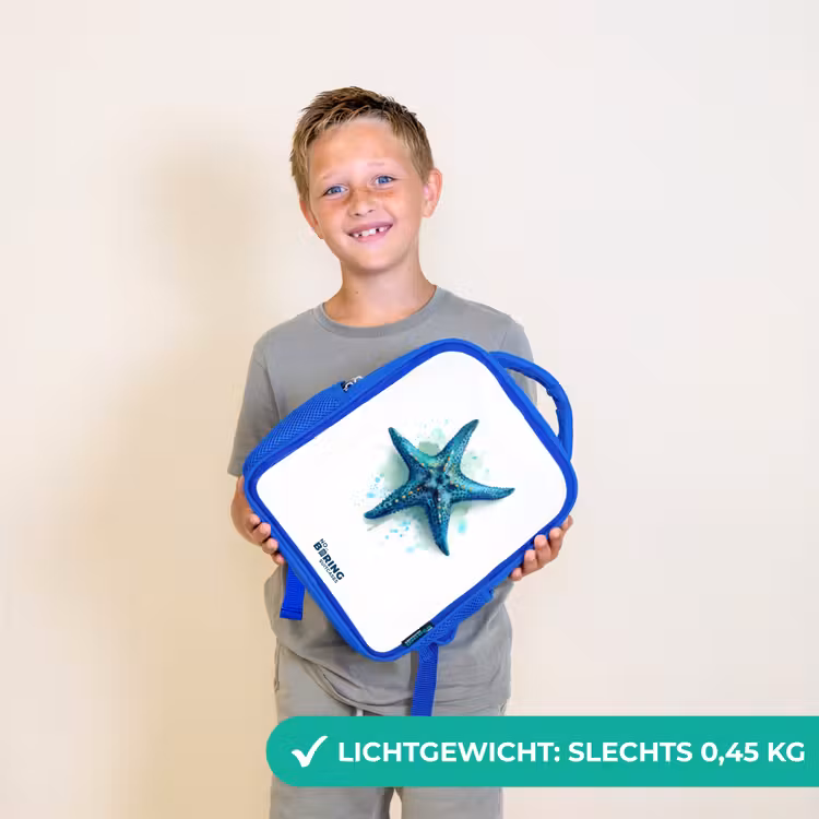Blauwe Zeester op Witte Achtergrond Kinderrugzak - Blauw middel -sfeer1_NL