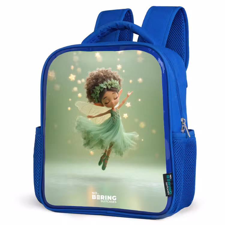 Dansende fee in groen licht Kinderrugzak - Blauw middel -schuin