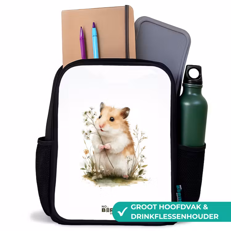 Dier - Natuur - Hamster Rugzak - Zwart middel -inhoud_NL