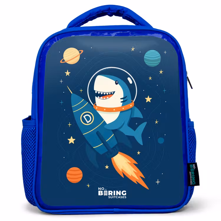 Dier - Ruimte - Planeet - Raket Kinderrugzak - Blauw middel -3d
